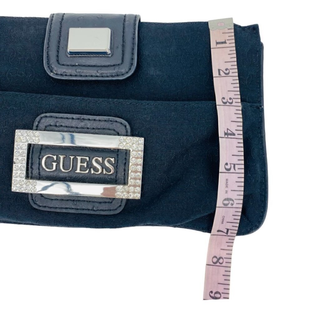 Guess Black Monogram Canvas Large Wristlet Clutch Bag - Picture 7 of 11